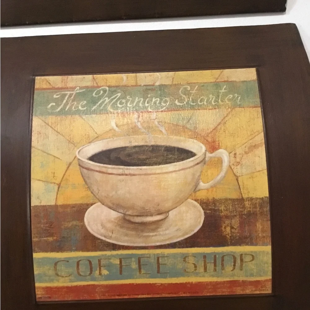 Retro Coffee Theme Metal Art Wall Decor Quality Prints Set Of Two 12